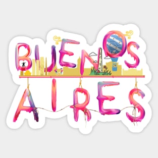 buenos aires - Wstercolor lettering Sticker